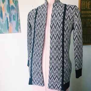 Banana Republic Chevron Long Open Front Cardigan S